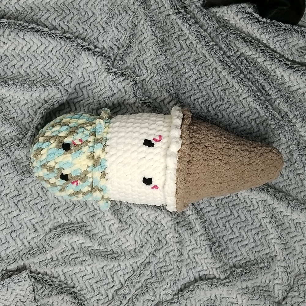 Crochet Ice Cream Cone Stuffy Neapolitan Superman Vanilla Waffle Hand Crafted